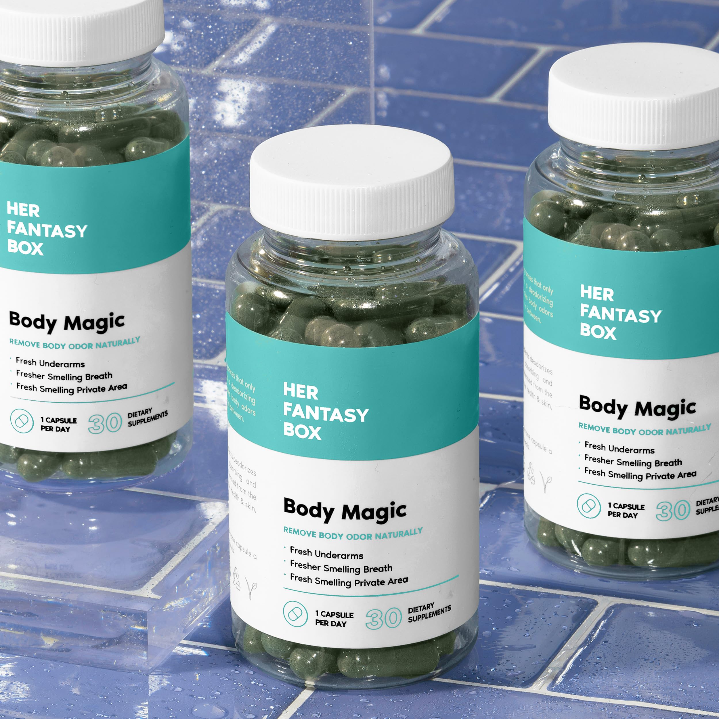 Her Fantasy Box | Body Magic Chlorophyll Capsules – Vegan Detox & Digestion Support, Gut & Skin Health, Natural Energy Booster – 30 Capsules (200 mg)