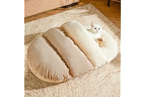 Romaneco Cat Bed - Pet Slipper Cave Bed for Indoor Cats and Small Dogs, Self Warming, Cozy & Soft Plush, Anti-Slip & Durable, Washable for Kittens and Puppies Under 15 lbs (24"x16", M, Light Brown)