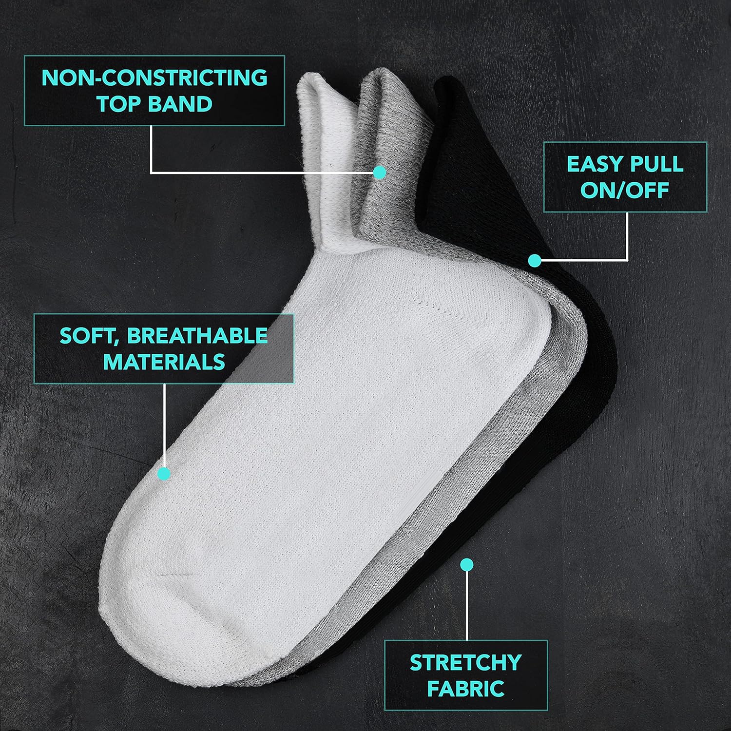6 Pairs Diabetic Ankle Socks Mens Womens Non-Binding Socks Loose Fit Debra Weitzner: Clothing