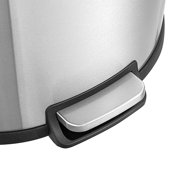 QUALIAZERO 50L/13 GALLON STAINLESS STEEL TRASHCAN, SOFT CLOSE LID & SMUDGE-FREE FINISH, IDEAL FOR HOME AND BUSINESS USE, D SHAPE (STAINLESS STEEL)