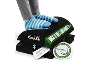 ComfiLife Foot Rest for Under Desk at Work – Adjustable Height Memory Foam Foot Stool for Under Desk, Office Chair & Gaming Chair – Ergonomic Footrest for Back & Hip Pain Relief (Black)