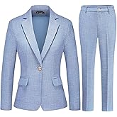 TRONSTORE Women's Suit 2 Piece Set Business Pants Suit for Women Pinstripe Houndstooth Blazer