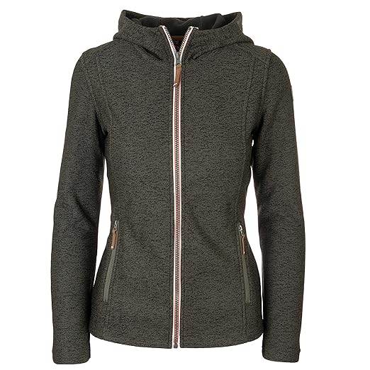 Icepeak Damen Sweatjacke mit Kapuze Fleecejacke Kuschelfleece Jacke Outdoor Strickfleecejacke in blau Weiss schwarz Kiara