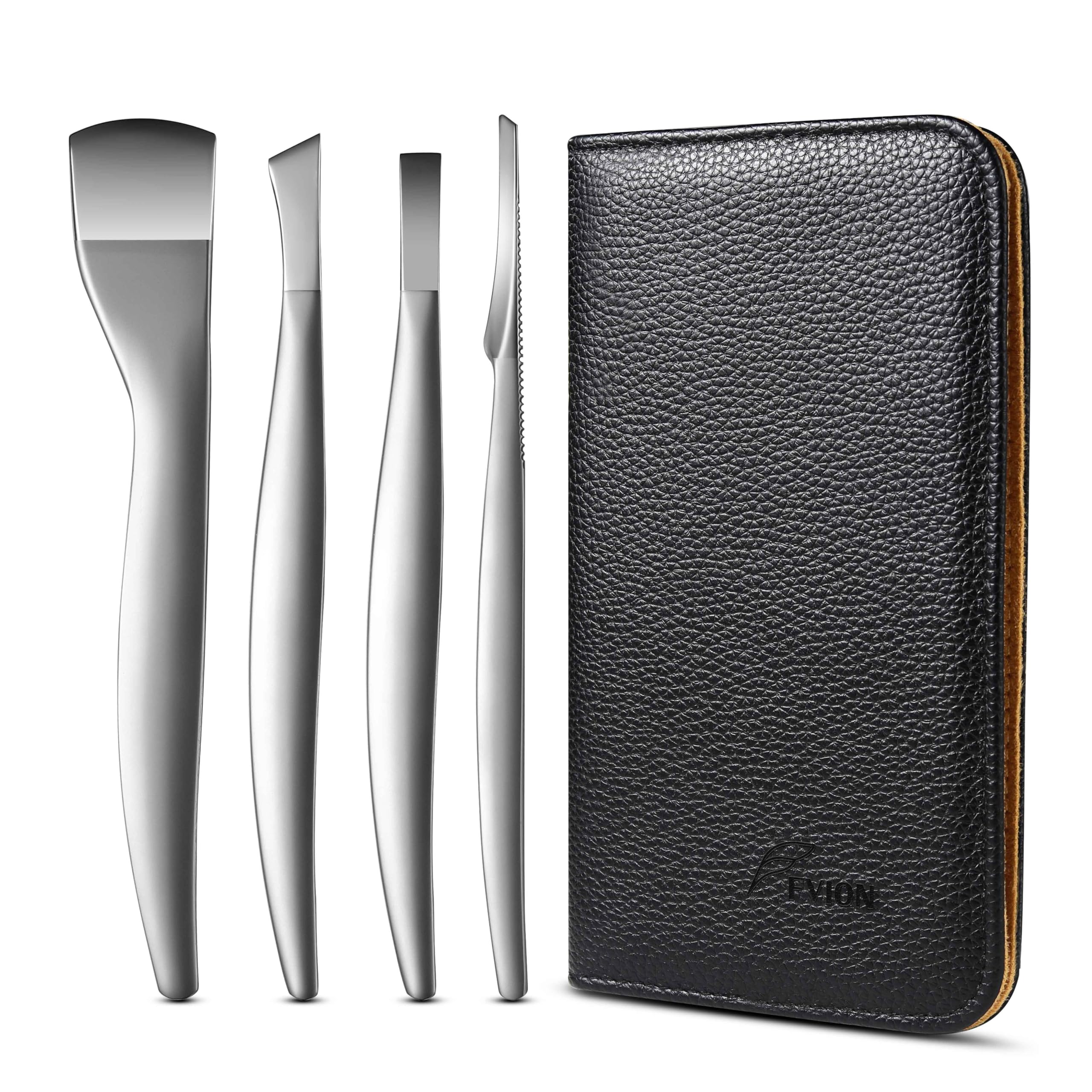 Photo 1 of FVION Professional Pedicure Knife Set, 4PCS Ingrown Toenail Removal Blades Kit, Stainless Steel Callus Shaver Foot Blades - Silver