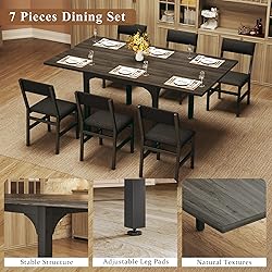 7-Piece Dining Table Set for 4-6, Extendable