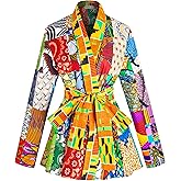 SHENBOLEN Women African Batik Blouse Ankara Print Wax Top Kente Cloth Long Sleeve Shirt