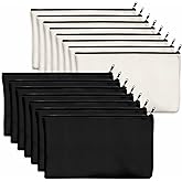 15 Pack Blank Cotton Canvas DIY Craft Zipper Bags Pouches Pencil Case for Makeup Cosmetic Toiletry Stationary Storage