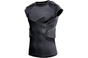 COOLOMG Youth Football Padded Shirt Chest Rib Protector Heart Sternum Shoulder Protection for Rugby Lacrosse