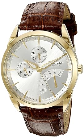 Rudiger Mens R3200-02-001 Hamelin Stainless Steel Watch with Brown Band