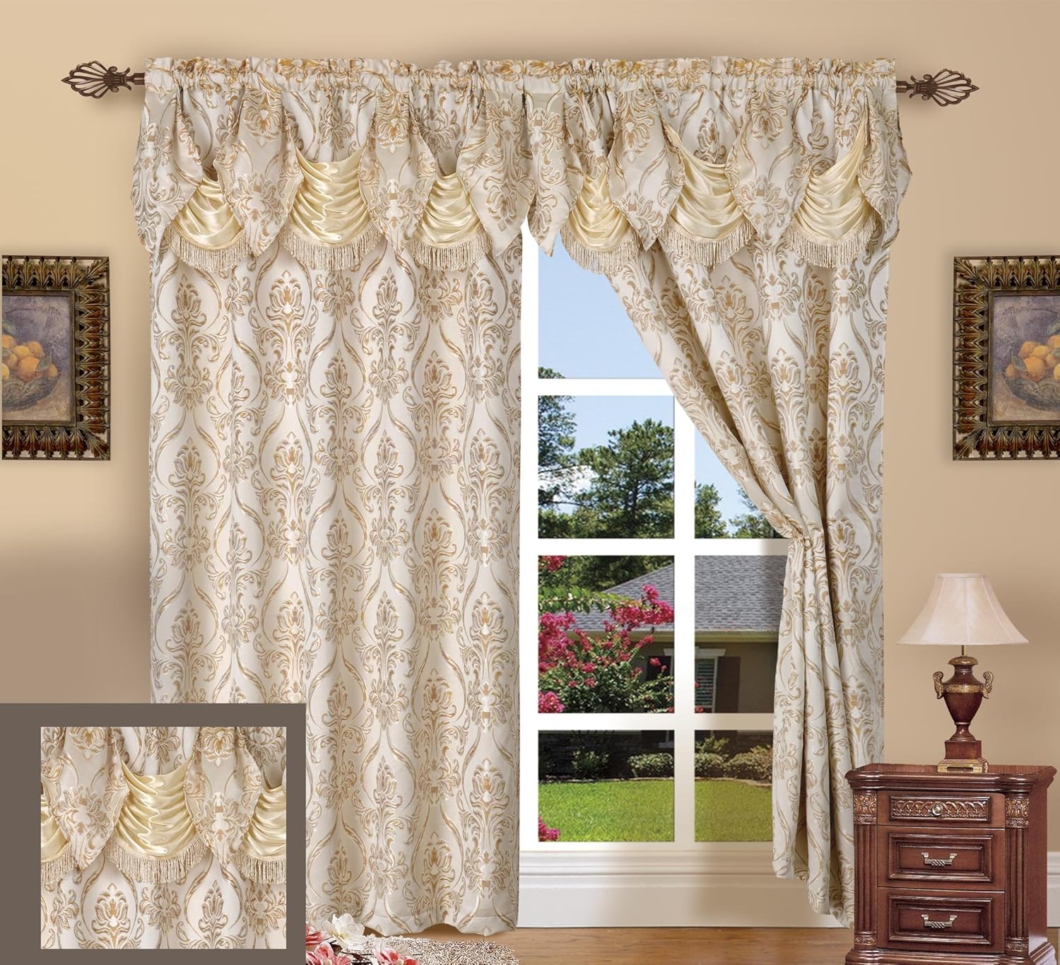 Amazon Com Elegance Linen Luxury Jacquard Curtain Panel Set With