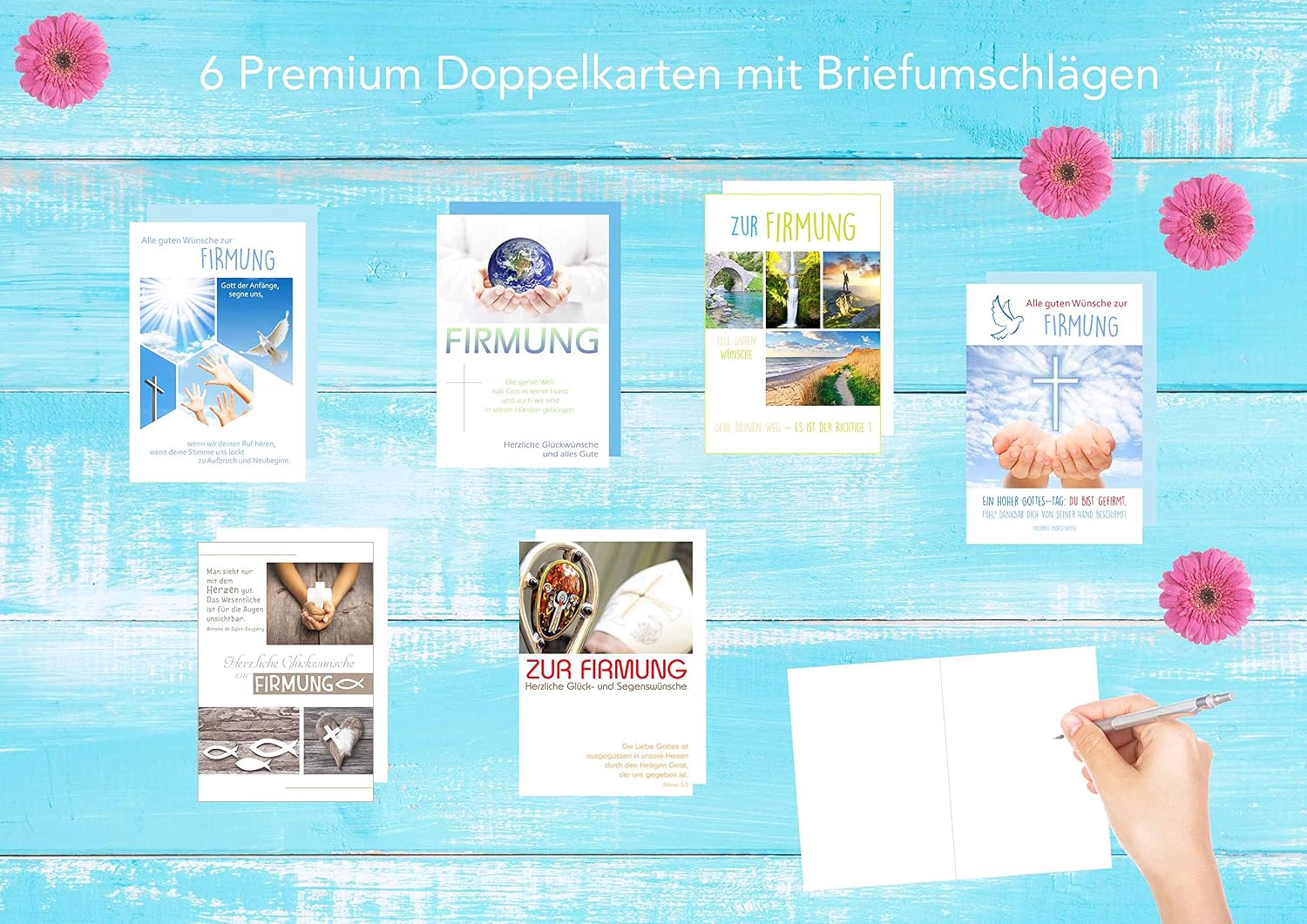 Edition Seidel Set of 6 exclusive cards for confirmation with envelope (double cards / folding cards with envelope) - Image 3