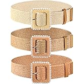 WILLBOND 3 Pcs Straw Woven Belts Elastic Raffia Belts for Women 2025 Rattan Buckle Waist Band for Bohemian Dress Braided Band