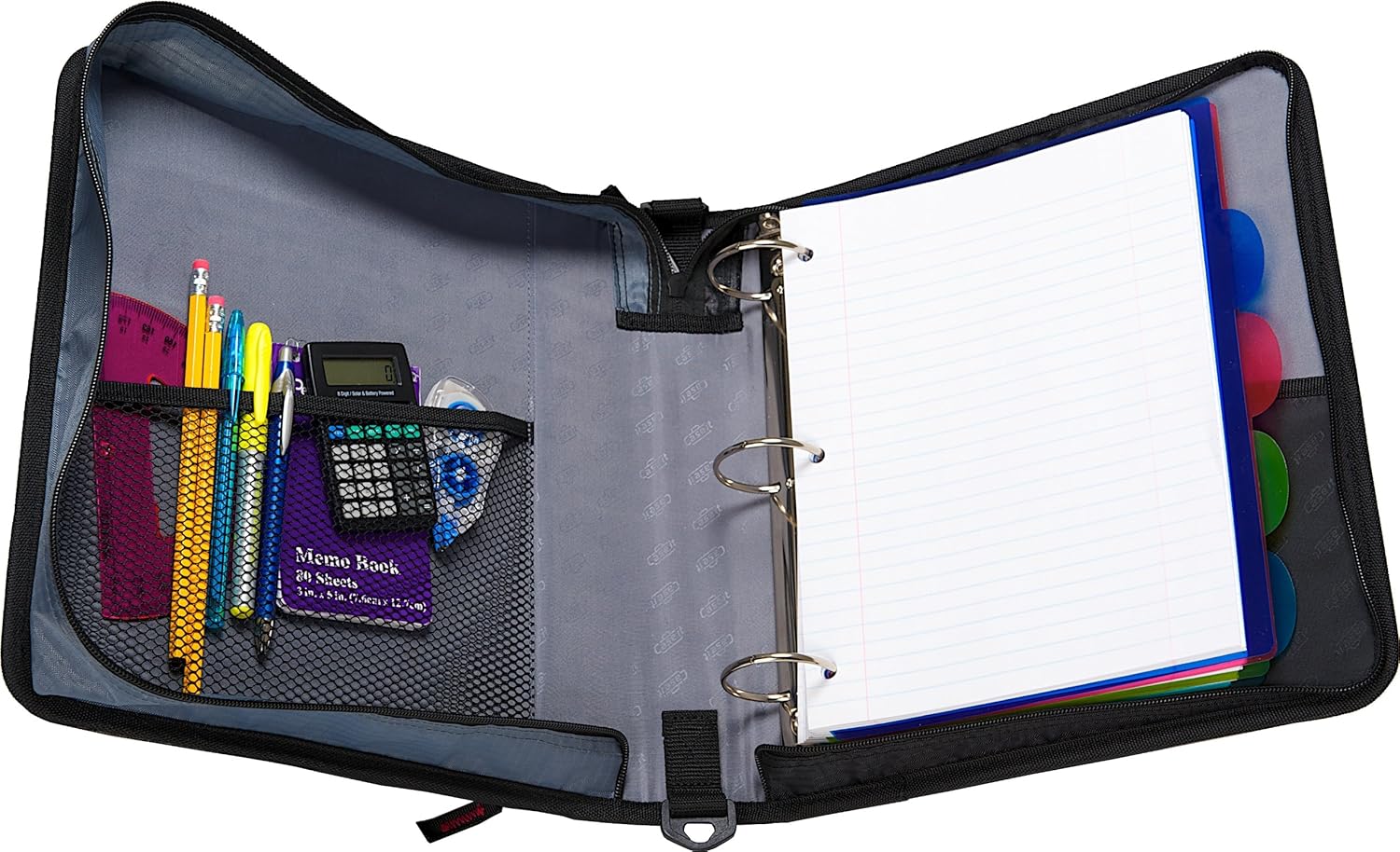Case-it 2-Inch Ring Zipper Binder, Black, D-251-BLK : Portfolio Ring Binders : Office Products