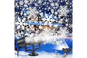 TEMPTLOCK Christmas Projector Lights Outdoor, 2025 Upgraded Triple Head Snowflake Projector High Brightness, Led Dynamic Rotating Snowfall Projection IP65 Waterproof with 16.4ft Cord for Yard Houses Party Decor