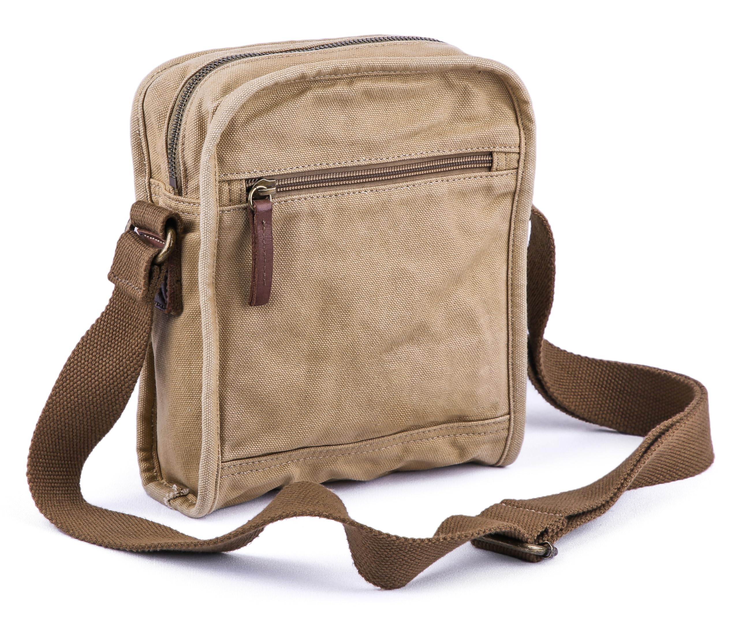 GOOTIUM Small Canvas Cross Body Messenger Bag,Khaki