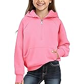 Cubear Girls Half-Zip Fleece Hoodie Sweatshirt Fashion Long Sleeve Pullover Top with Thumb Hole Preppy Clothes for Teen Girls