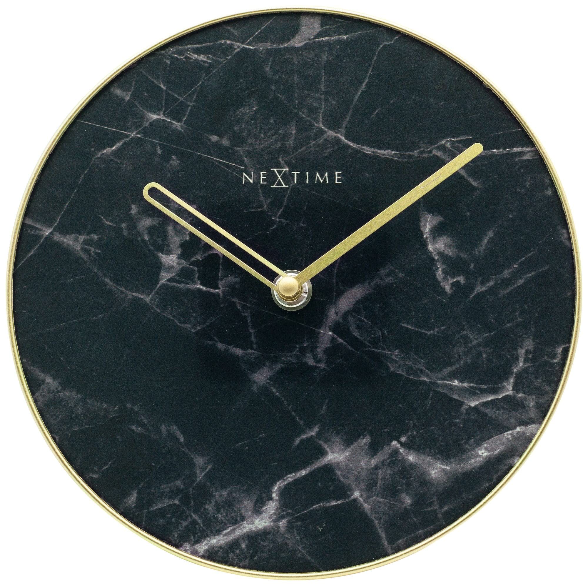 NexTime Table/Wall Clock-Diameter 20 cm-Glass/Metal-Black-'Marble, 20 x 0.8 cm