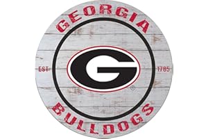 KH Sports Fan Georgia Bulldogs Classic Weathered Circle Sign, 20x20 Inches; Bulldogs Decor for Dorm Room, Bedroom, Fan Cave, Living Room