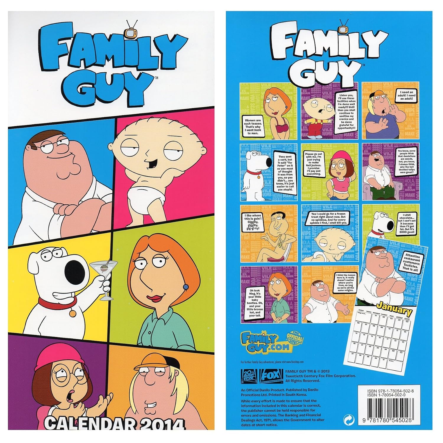 2014 Official Family Guy Wall Calendar Christmas Gift Stewie Peter Meg 