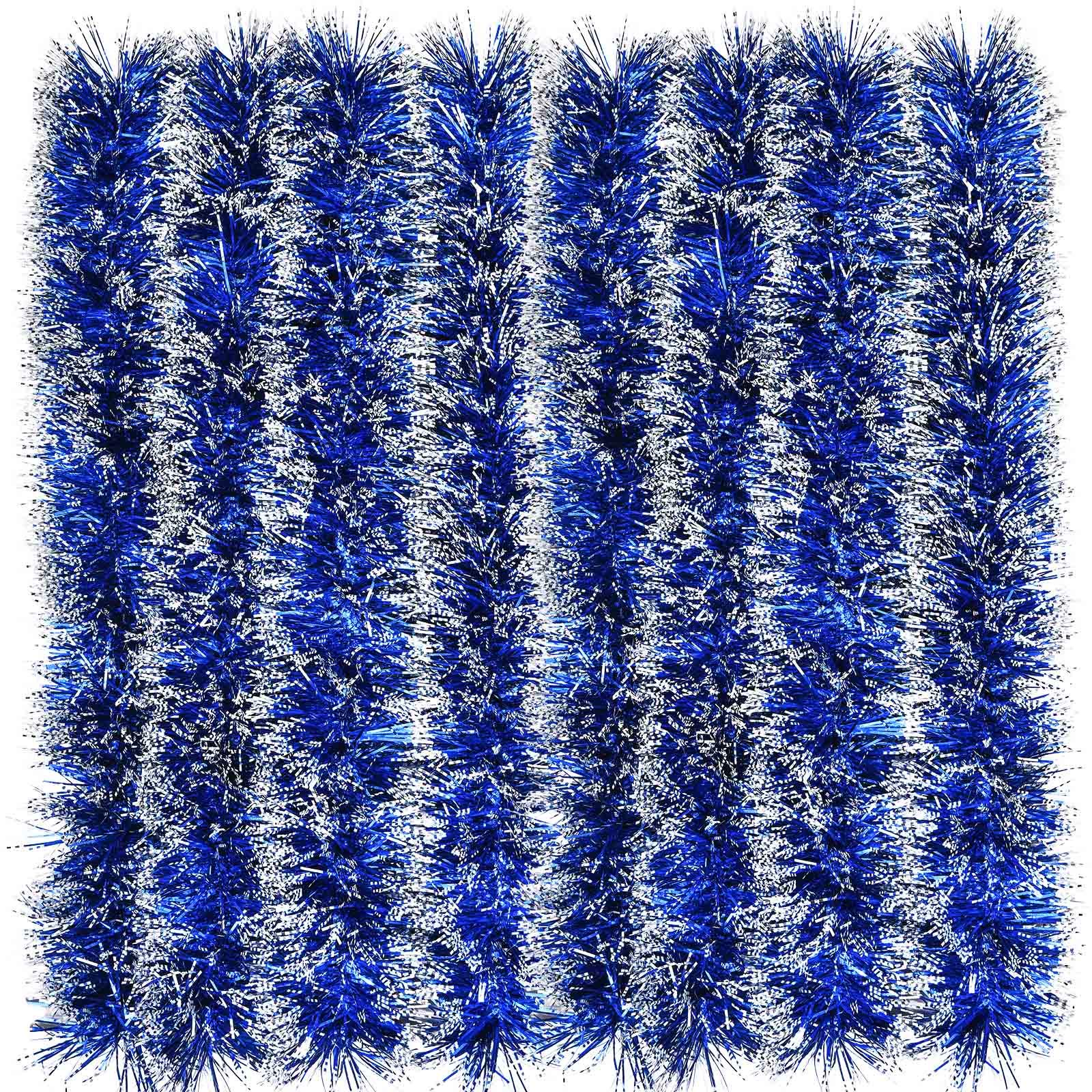 32.8 Feet Christmas Tinsel Garland Snowy Thick Shiny Garland Christmas Tree Ornaments for Christmas Wedding Birthday Party Holiday Decorations (Blue)