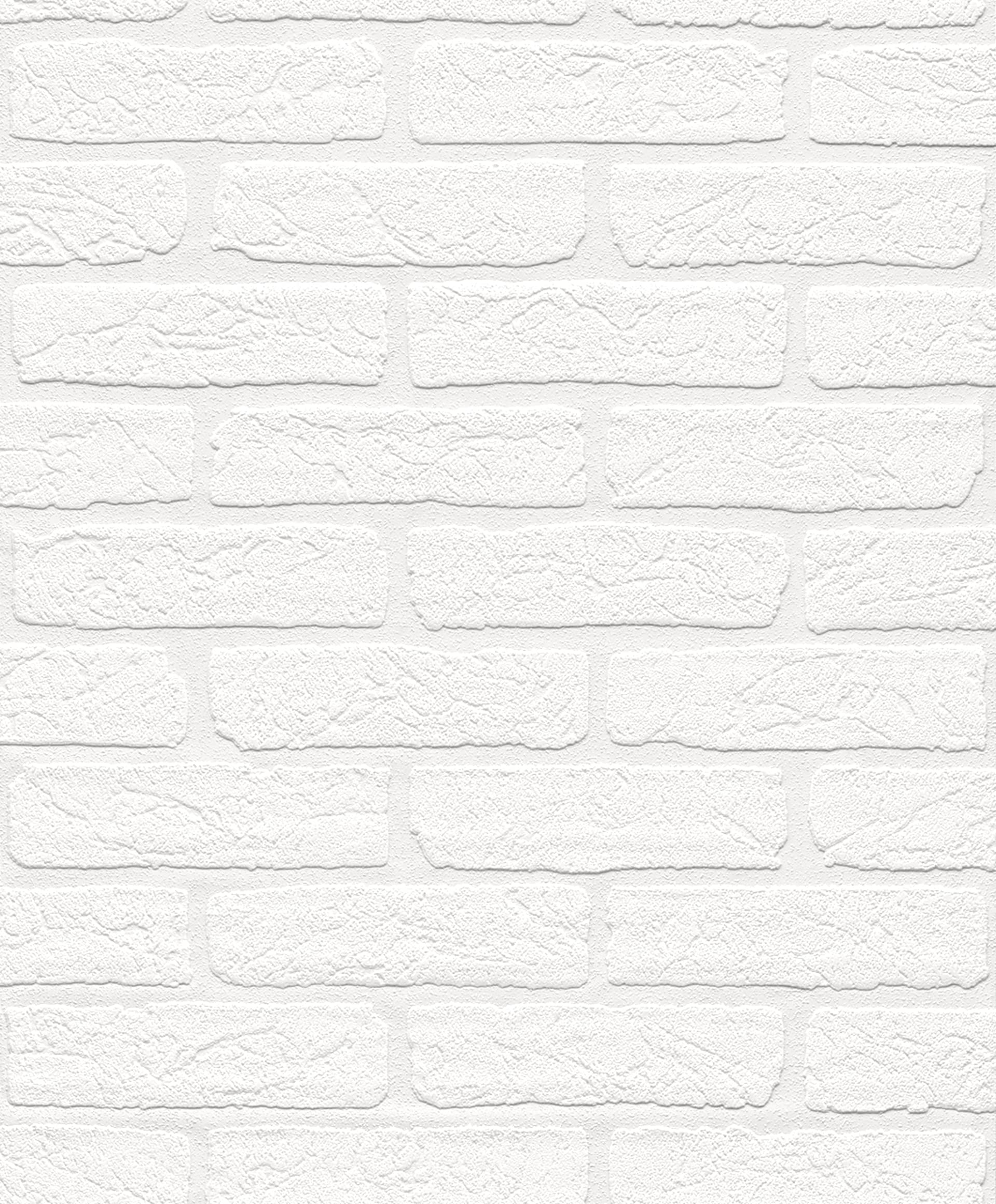Rasch Wallton 150100 Non-Woven Wallpaper for Painting Over Brick Look White