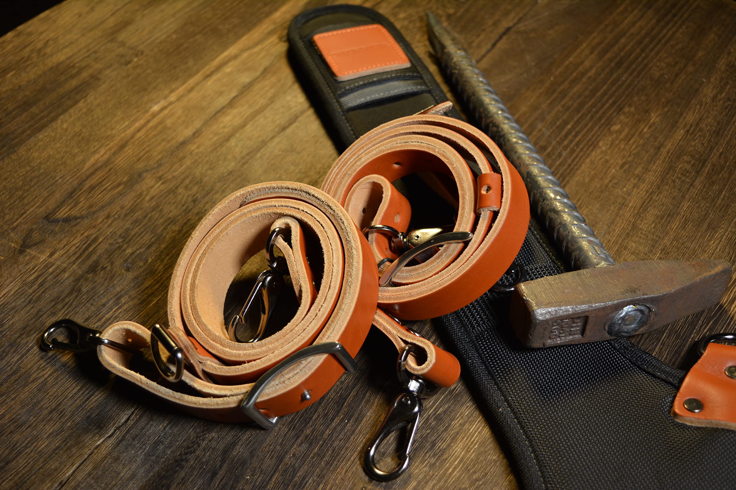 Construction suspenders for carpenter, men for framing Leather tool belt