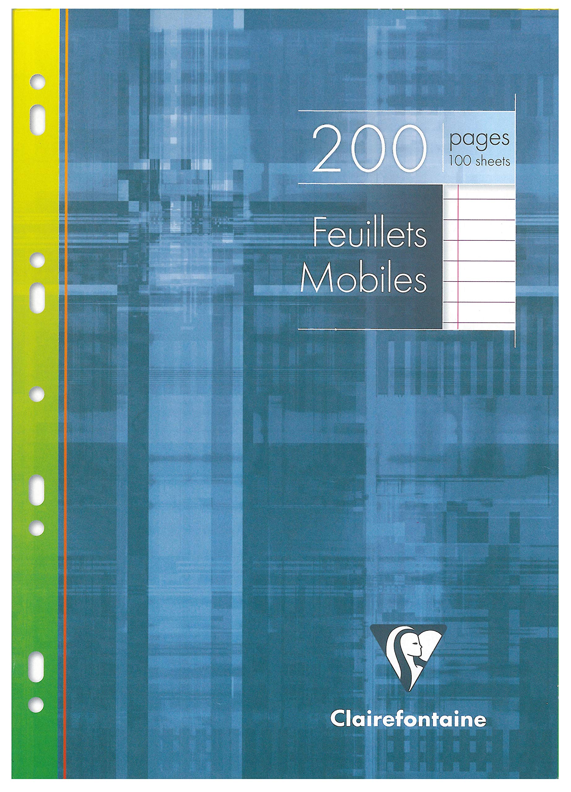 Clairefontaine 1756C - One Pack of Perforated Loose-Leaf Sheets - Dimensions: A4 21x29.7cm - 200 Lined Pages with Margin - White Paper 90 g - Reusable Wallet