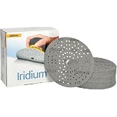 Mirka Iridium 6 Inch 60 Grit Premium Ceramic Blend Sanding Discs, 50 Pack | Hook and Loop Sandpaper Pads for Random Orbital Sanders, Fast Cut and Clog Resistance for Auto Body, Paint, Wood and Metal