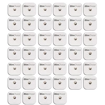 Stimchoice TENS Unit Replacement Pads, 40 Count - Snap On Electrodes For TENS Unit, 2" X 2", 40 Pack