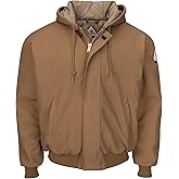 Bulwark mens Heavyweight Fr Insulated Brown Duck Hooded Jacket