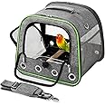Suertree Upgraded Small Bird Carrier, Lightweight and Portable Travel Bird Cage with Stand and Easy Clean Tray, Bird Travel Carrier, Parrot Parakeet Carrier Travel Cage