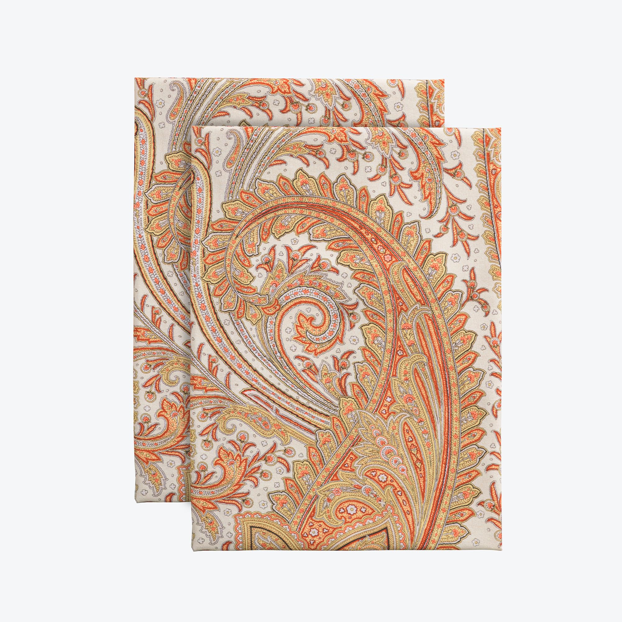 Maison d' Hermine Kitchen Towels Set of 2 100% Cotton 70 CM x 50 CM Reusable Cloth Tea Dish Towels Absorbent with Hanging Loop for Kitchen Dining Christmas Decorations (Kashmir Paisley)