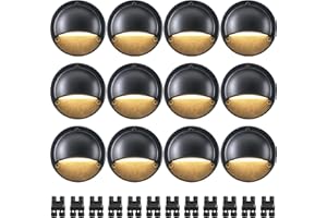 SUNVIE 5W LED Low Voltage Deck Lights with Fastlock2 Wire Connectors 12-24V AC/DC Low Voltage Landscape Lighting 3000K Warm White Step Lights Outdoor IP65 Waterproof for Deck Steps Fence Post, 12 Pack