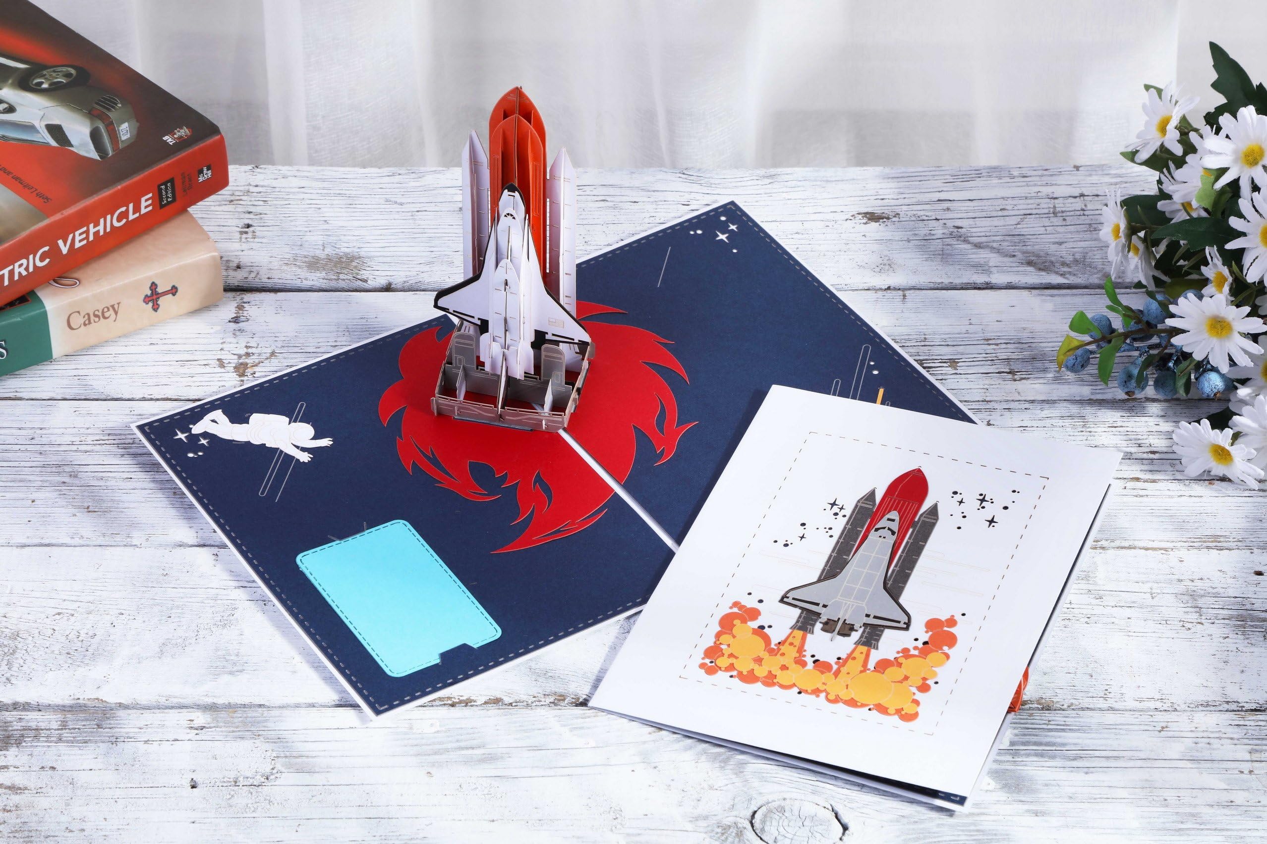 Thank You Gift Greeting Cards- Spaceship is Launching,Encouragement Card,Birthday Card,Graduation Card,3D Pop Up Card by AITpop (Blue)
