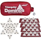 Triangle Domino,Triangular Domino Tiles with Brass Spinners Tabletop Game for Kids Ages 7 and Up, 56 Tiles, Classical Board G