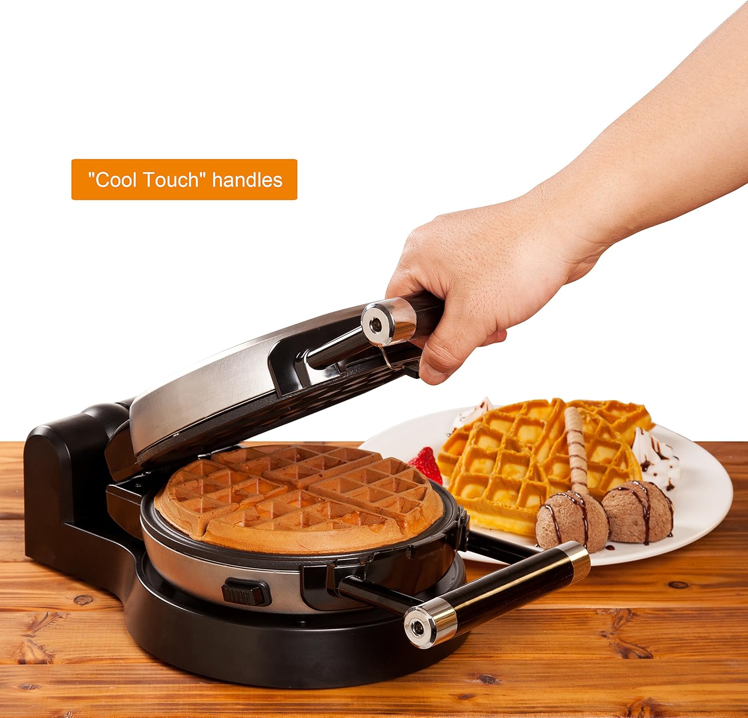 Secura Upgrade Automatic 360 Rotating Non-Stick Belgian Waffle Maker w/Removable Plates: Kitchen & Dining