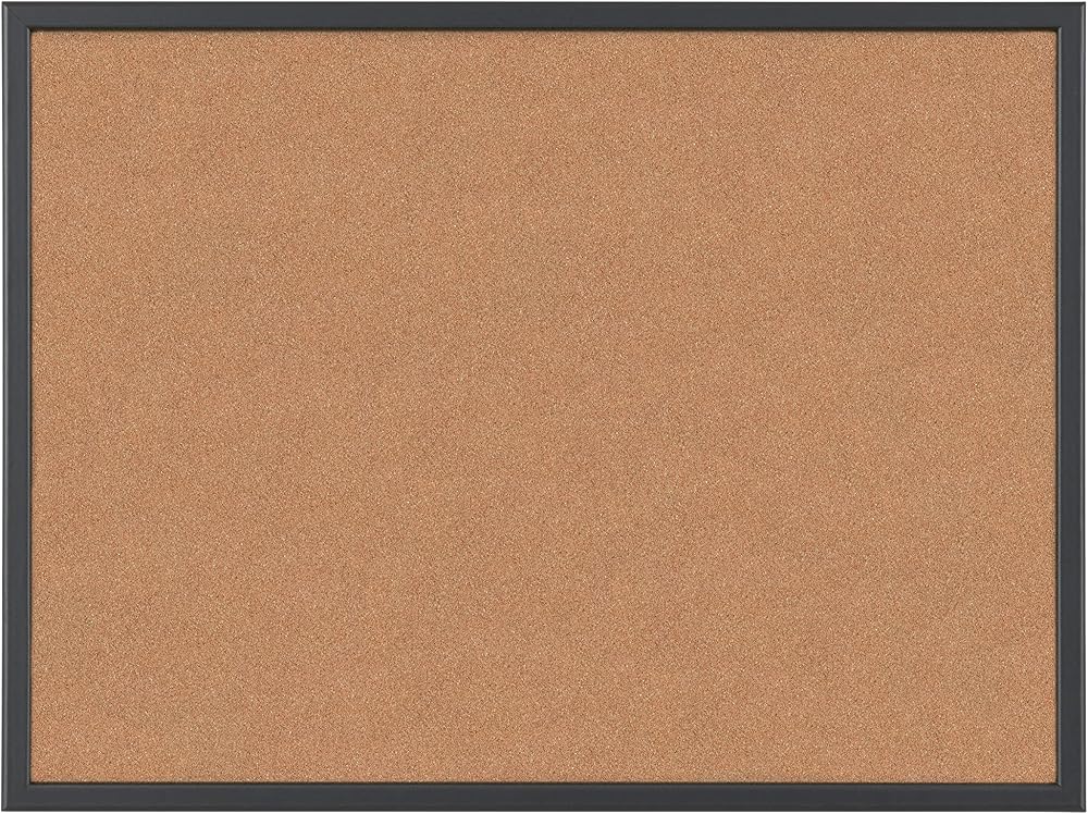 Bi-Office Cork Notice Board 60 x 40 cm Black MDF Frame Pin Board for Notes