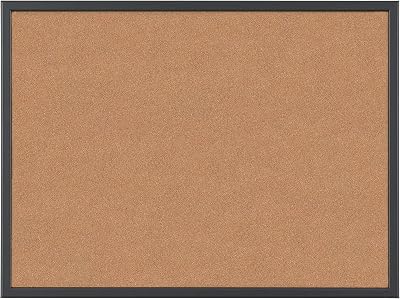 Bi-Office Cork Notice Board 60 x 40 cm Black MDF Frame Pin Board for Notes