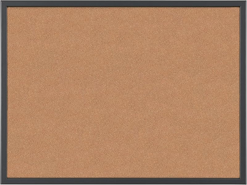 Bi-Office Cork Notice Board 60 x 40 cm Black MDF Frame Pin Board for Notes