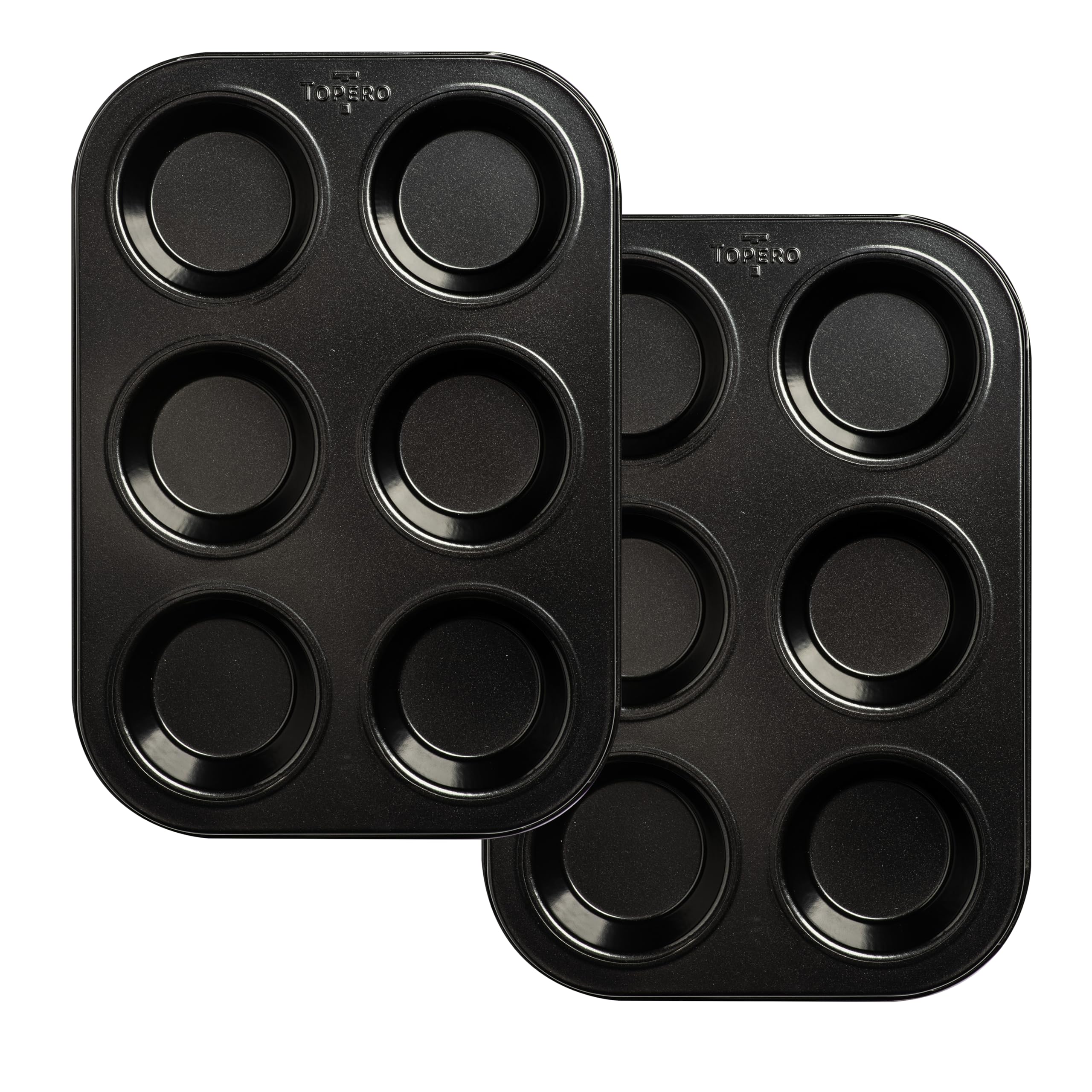 Topero Kitchenware Non Stick Baking Trays- 6 Cup Yorkshire Pudding Tray Set- Durable Carbon Steel Muffin Trays, Cupcake Tray, Buns Tray or Deep Mince Pie Baking Tray- Non Stick Oven Tray 2 Pack