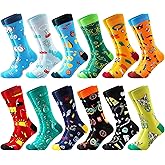 BISOUSOX Mens Dress Socks Funny Fun Colorful Crazy Funky Crew Socks for Men Novelty Happy Cotton Size 9-12