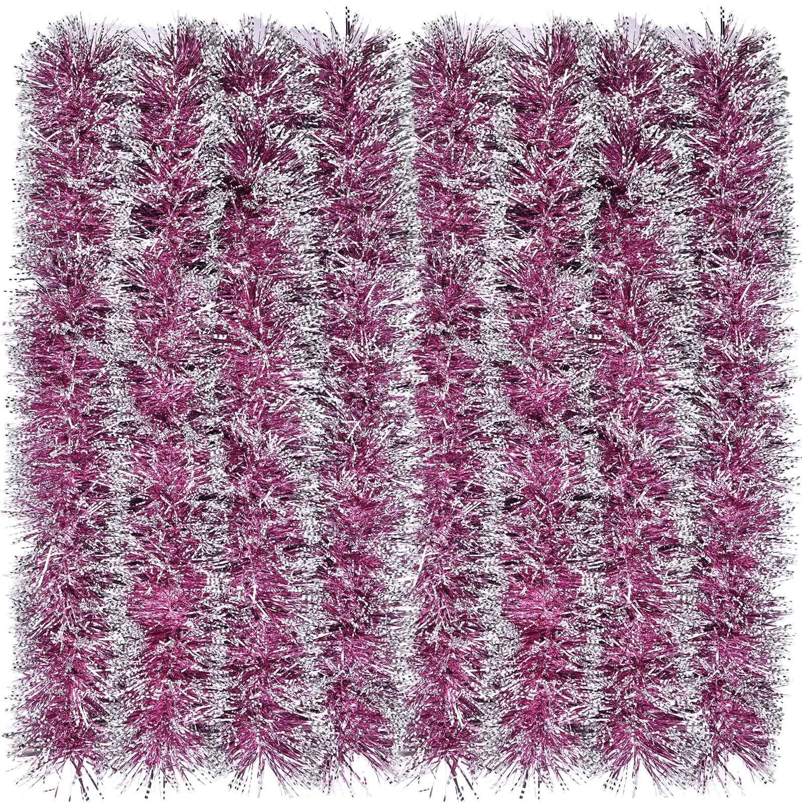 EBOOT 39.4 Feet Christmas Tinsel Garland Shiny Garland Metallic Christmas Tree Hanging Decorations for Holiday Indoor and Outdoor Decorations(Light Pink)