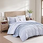 Tommy Hilfiger - King Comforter Set, Super Soft Bedding with Matching Sham, Breathable Bed Essentials (Modern Stripe White, King)