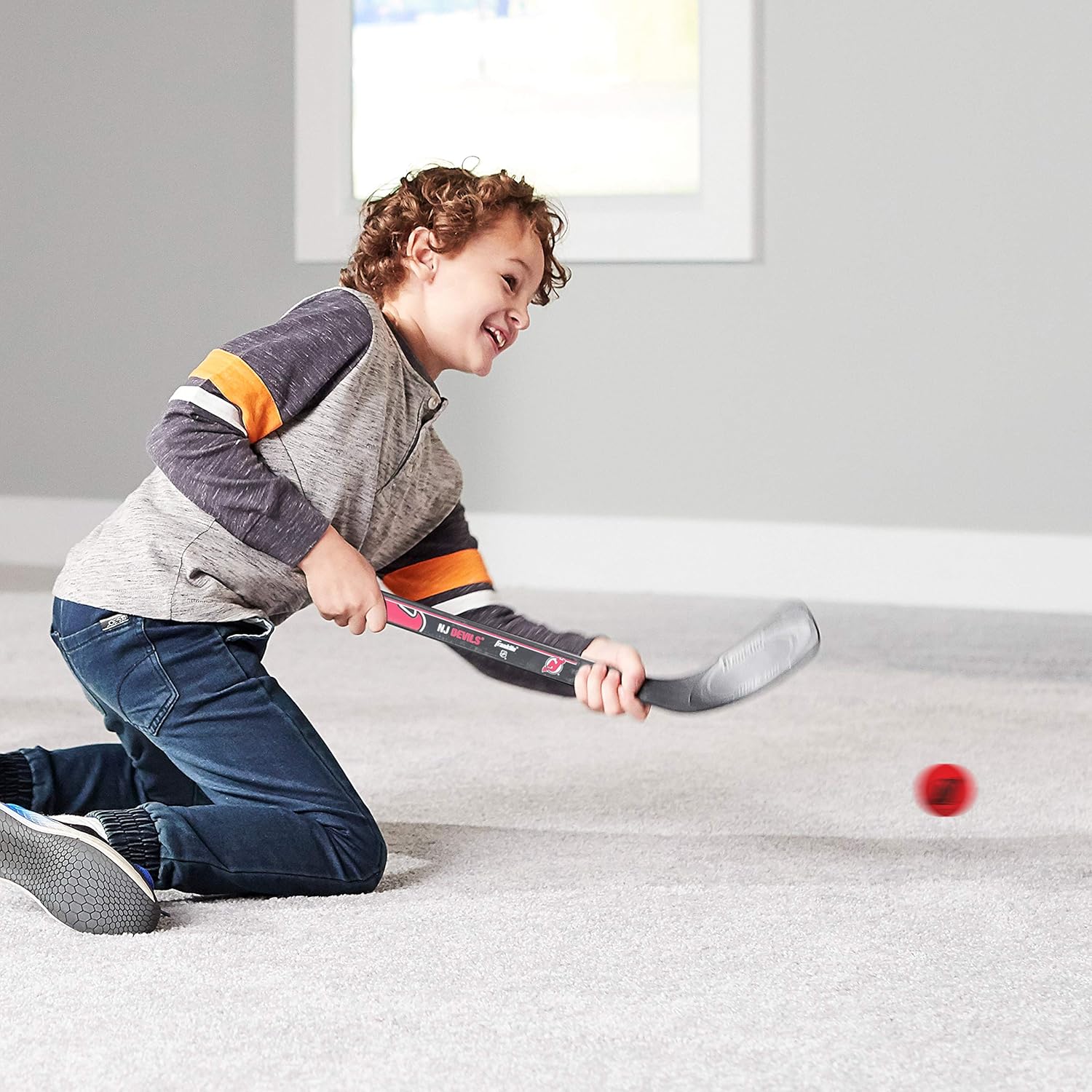 Franklin Sports NHL New Jersey Devils Mini Hockey Stick Set - NHL Team Knee Hockey Stick and Ball Set - Two Player Stick Set - Great Toy for Kids, Multi : Sports & Outdoors