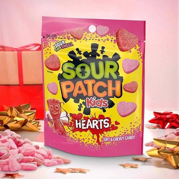 SOUR PATCH KIDS SOFT & CHEWY VALENTINES DAY CANDY HEARTS, 10 OZ
