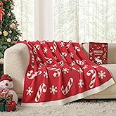 Snuggle Sac Christmas Throw Blanket Fairy Isle Candycane 50x60 inches, Ultra Soft Cozy Gift Throw Blanket for Couch, Sofa and Bed for Xmas