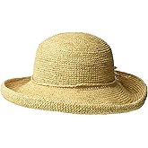 Scala Women's Crocheted Packable Raffia Hat,Natural,57cm