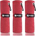 Handy Picks Microfiber Golf Towel (16" X 16") with Carabiner Clip, Waffle Pattern Golf Towel Hook and Loop Fastener - The Convenient Golf Cleaning Towel Red