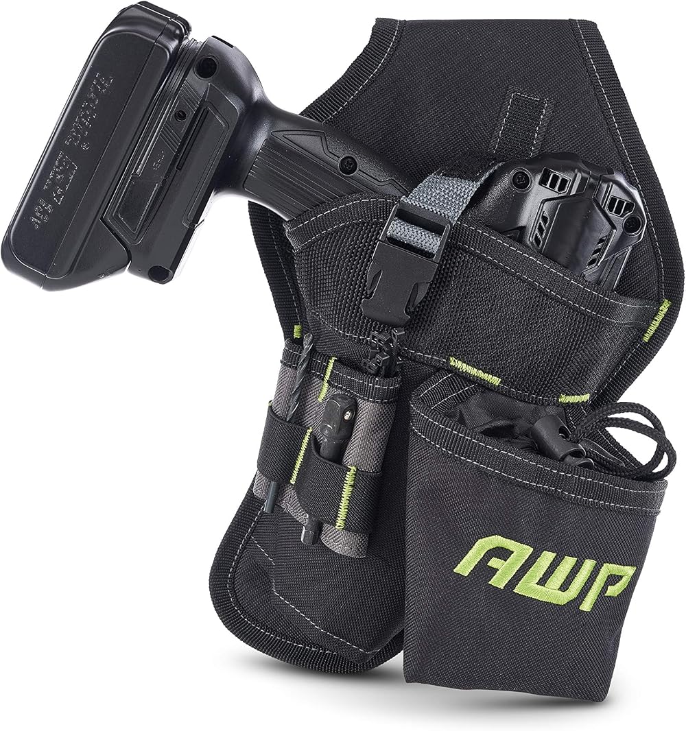 AWP Angled Drill Holster Heavy-Duty Polyester Belt Clip Black Fits Most Drills