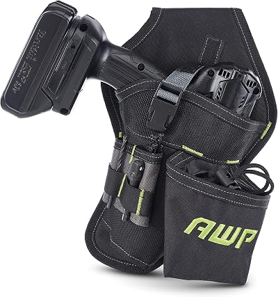 AWP Angled Drill Holster Heavy-Duty Polyester Belt Clip Black Fits Most Drills
